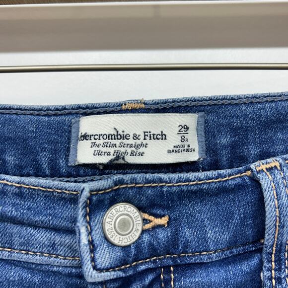 Abercrombie Blue High Waist The Slim Straight Ultra High Rise Jean 29/8 - Picture 5 of 5
